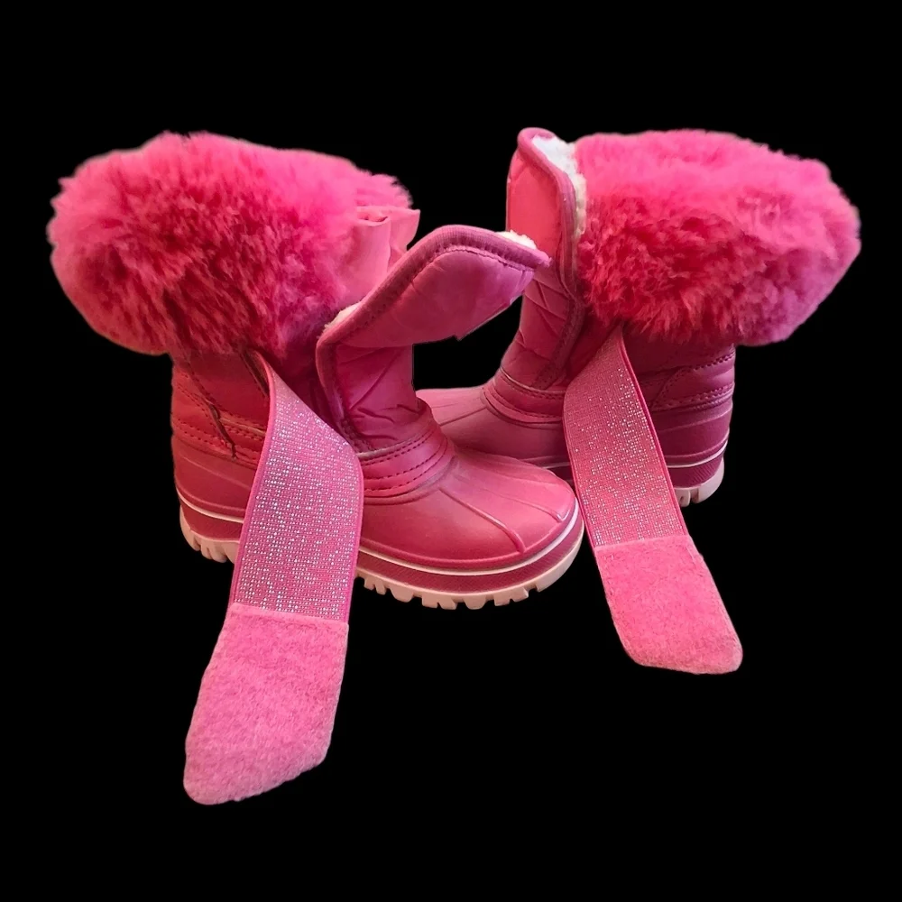 Nova Mountain Youth Pink Faux-Fur Sherpa Waterproof Winter Boots   Size 9 Kids